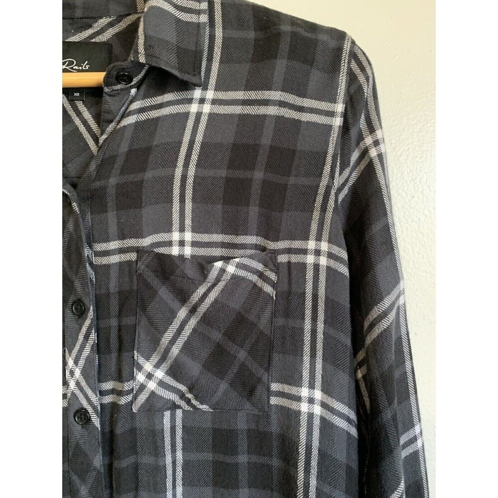 Rails Hunter Plaid Button Up Top Size Xs Onyx Sla… - image 3